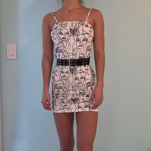b&w faces dress